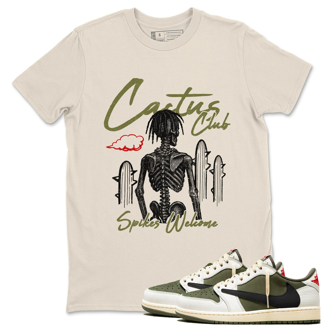 Sneaker match tees – Sneaker Tees To Match Air Jordan 1 Travis Scott Medium Olive Shoes – Cactus Club Tee Natural 1