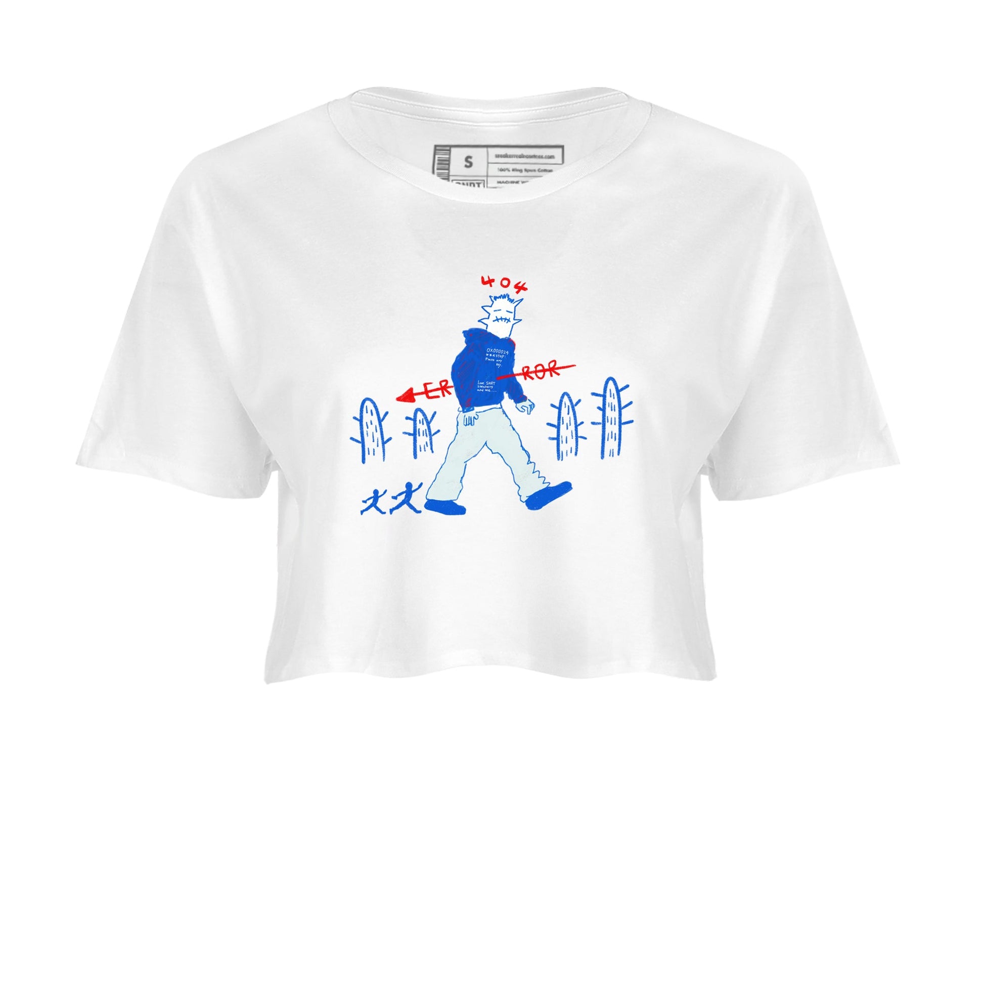 Air Force 1 404 Error shirt to match jordans Cactus Man sneaker tees Air Force 1 404 Error SNRT Sneaker Release Tees White 2 crop length shirt
