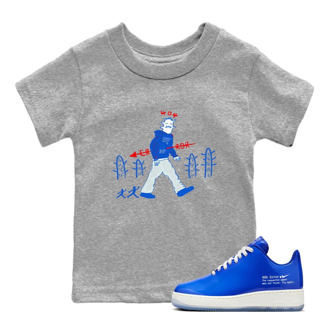 Air Force 1 404 Error shirt to match jordans Cactus Man sneaker tees Air Force 1 404 Error SNRT sneaker release tees baby toddler Heather Grey 1 cotton Shirt