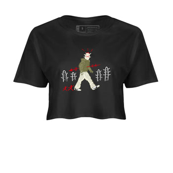 1s Travis Scott Medium Olive shirts to match jordans Cactus Man sneaker match tees Air Jordan 1 Travis Scott Medium Olive SNRT Sneaker Tees streetwear brand Black 2 crop tee