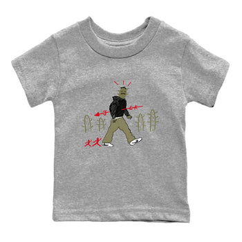 1s Travis Scott Medium Olive shirts to match jordans Cactus Man sneaker match tees Air Jordan 1 Travis Scott Medium Olive SNRT Sneaker Tees streetwear brand Baby and Youth Heather Grey 2 cotton tee