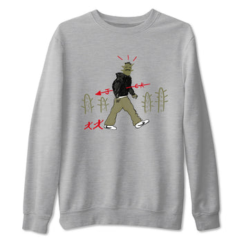 1s Travis Scott Medium Olive shirts to match jordans Cactus Man sneaker match tees Air Jordan 1 Travis Scott Medium Olive SNRT Sneaker Tees streetwear brand Heather Grey 2 unisex cotton tee