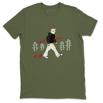1s Travis Scott Medium Olive shirts to match jordans Cactus Man sneaker match tees Air Jordan 1 Travis Scott Medium Olive SNRT Sneaker Tees streetwear brand Military Green 2 unisex cotton tee