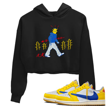 Air Jordan 1 Low x Travis Scott x Canary shirt to match jordans Cactus Man sneaker tees Air Jordan 1 Travis Scott Canary Streetwear Brand Streetwear Brand SNRT Sneaker Release Tees Black 1 crop length shirt
