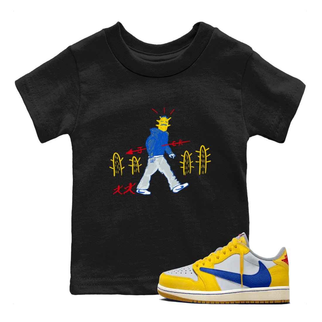 Air Jordan 1 Low x Travis Scott x Canary shirt to match jordans Cactus Man sneaker tees Air Jordan 1 Travis Scott Canary Streetwear Brand SNRT Sneaker Release Tees baby toddler Black 1 cotton Shirt