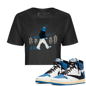 Air Jordan 1 x Travis Scott x Fragment shirt to match jordans Cactus Man sneaker tees Air Jordan 1 Travis Scott Fragment Streetwear Brand Streetwear Brand SNRT Sneaker Release Tees Black 1 crop length shirt