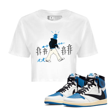 Air Jordan 1 x Travis Scott x Fragment shirt to match jordans Cactus Man sneaker tees 1s Travis Scott Fragment Streetwear Brand SNRT Sneaker Tees White 1 crop length shirt