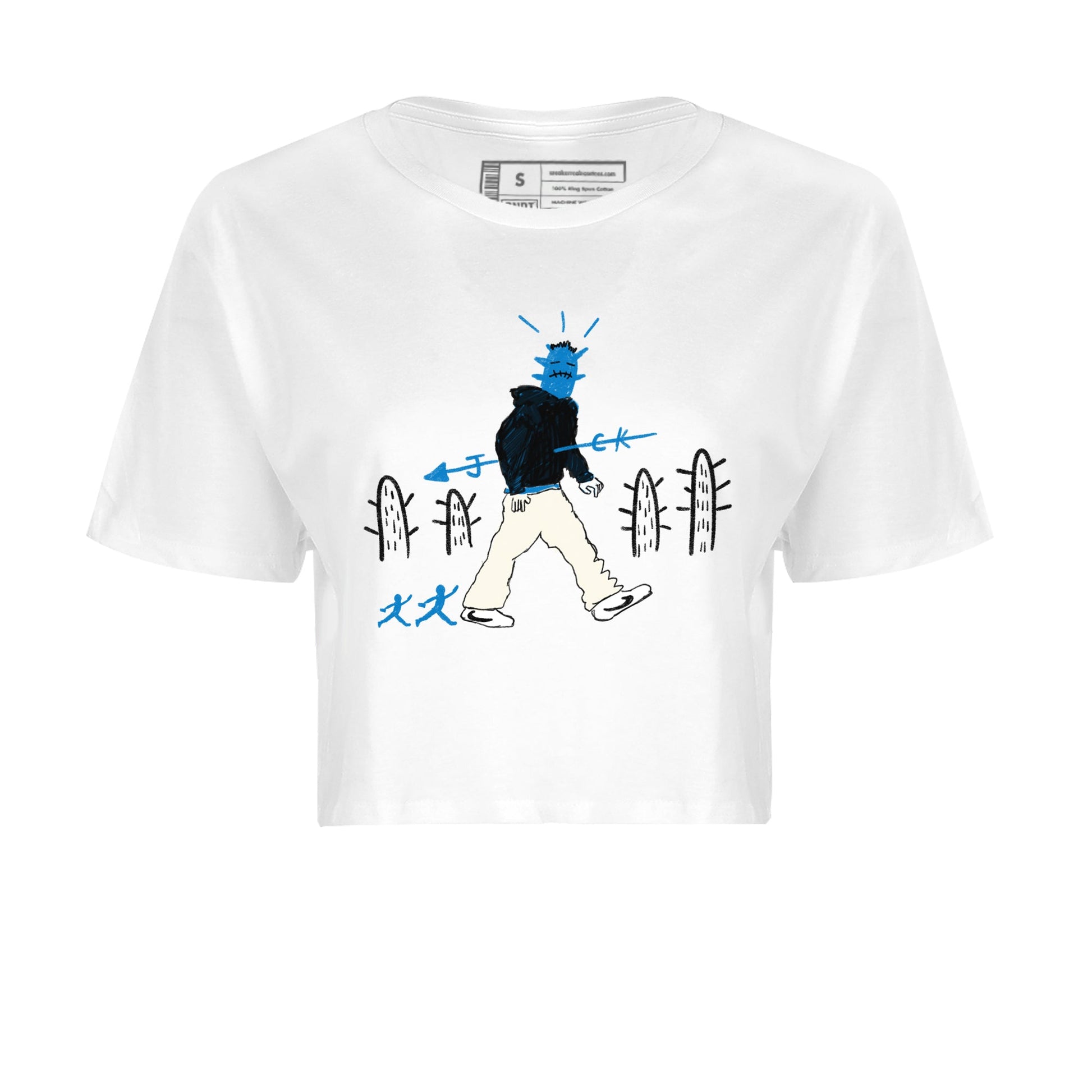 Air Jordan 1 x Travis Scott x Fragment shirt to match jordans Cactus Man sneaker tees 1s Travis Scott Fragment Streetwear Brand SNRT Sneaker Tees White 2 crop length shirt