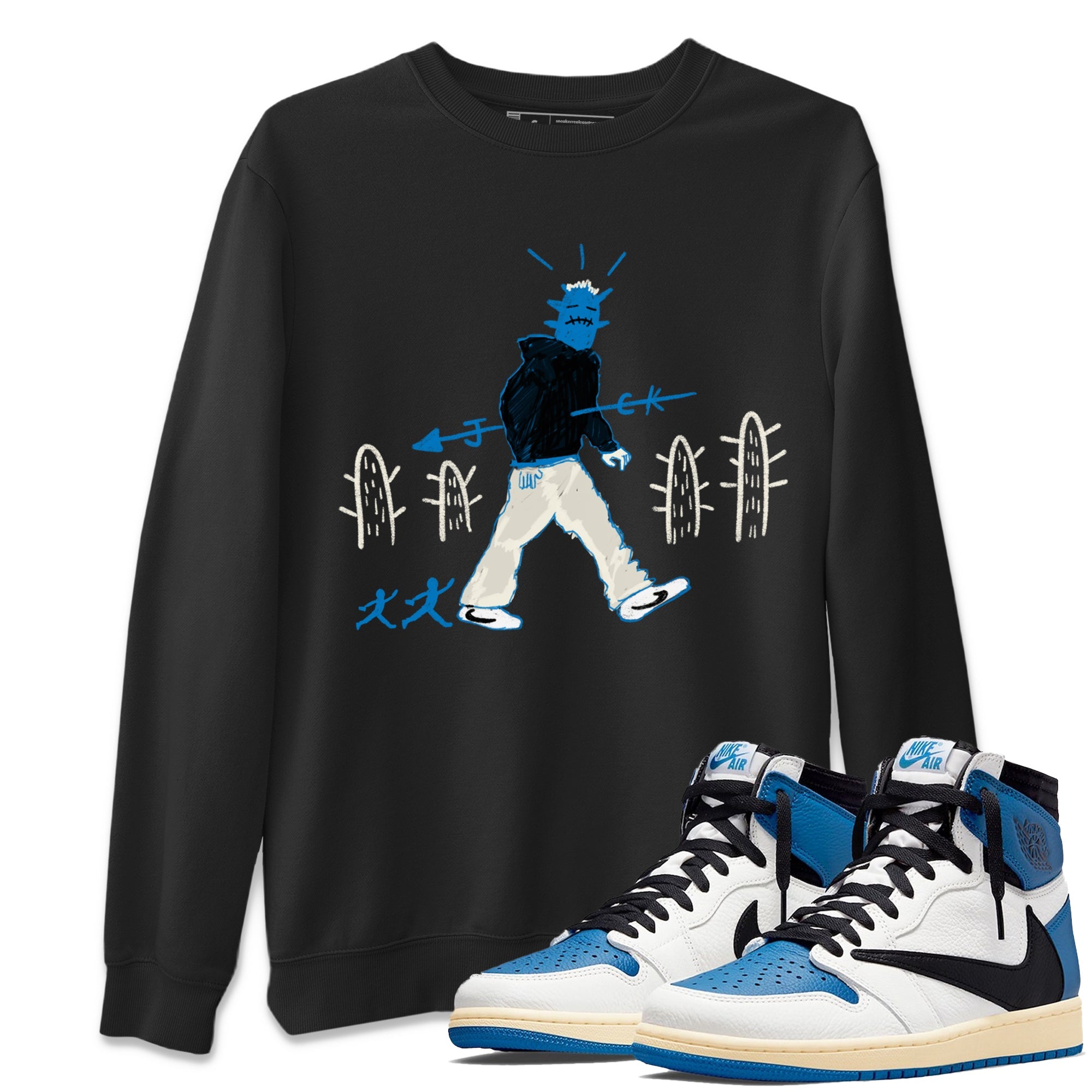Air Jordan 1 x Travis Scott x Fragment shirt to match jordans Cactus Man sneaker tees 1s Travis Scott Fragment Streetwear Brand SNRT Sneaker Tees unisex cotton Black 1 crew neck shirt