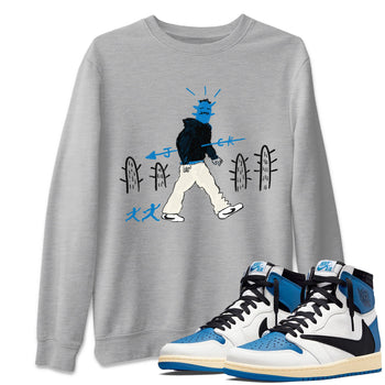 Air Jordan 1 x Travis Scott x Fragment shirt to match jordans Cactus Man sneaker tees 1s Travis Scott Fragment Streetwear Brand SNRT Sneaker Tees unisex cotton Heather Grey 1 crew neck shirt