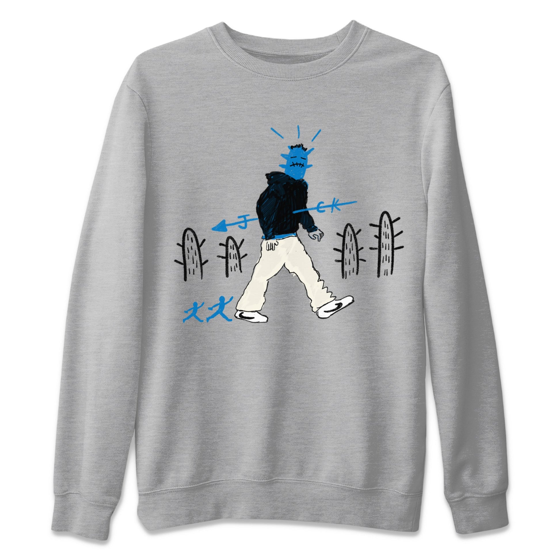 Air Jordan 1 x Travis Scott x Fragment shirt to match jordans Cactus Man sneaker tees 1s Travis Scott Fragment Streetwear Brand SNRT Sneaker Tees unisex cotton Heather Grey 2 crew neck shirt