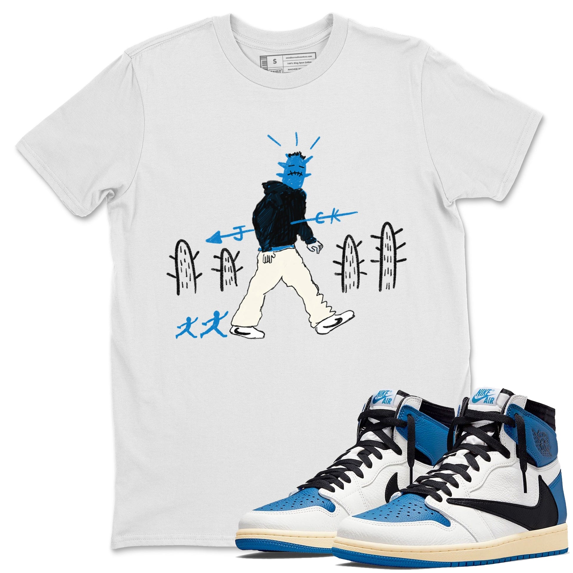 Air Jordan 1 x Travis Scott x Fragment shirt to match jordans Cactus Man sneaker tees 1s Travis Scott Fragment Streetwear Brand SNRT Sneaker Tees unisex cotton White 1 crew neck shirt