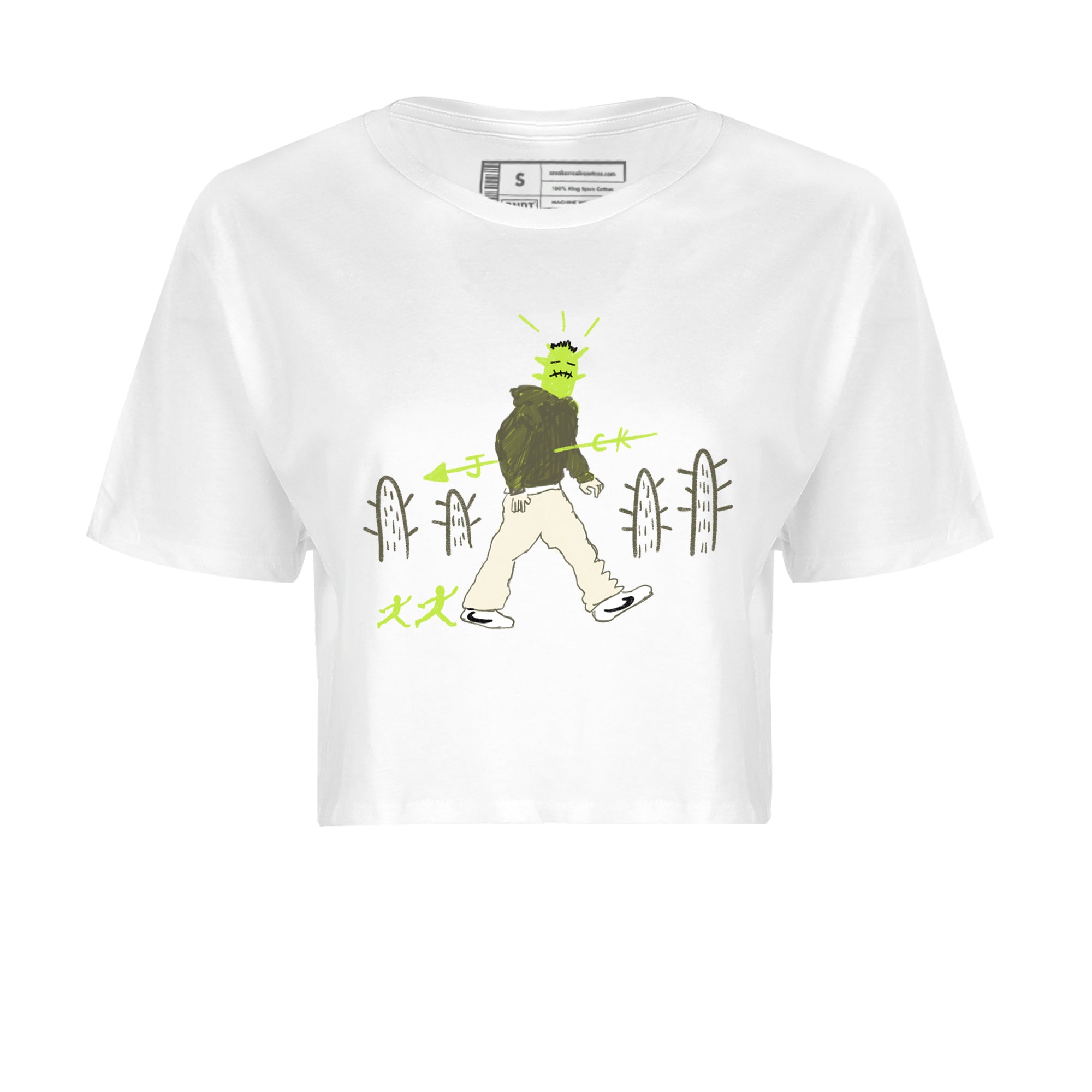 Air Jordan 1 Travis Scott Golf Olive shirt to match jordans Cactus Man sneaker tees 1s Travis Scott Golf Olive Streetwear Brand SNRT Sneaker Tees White 2 crop length shirt