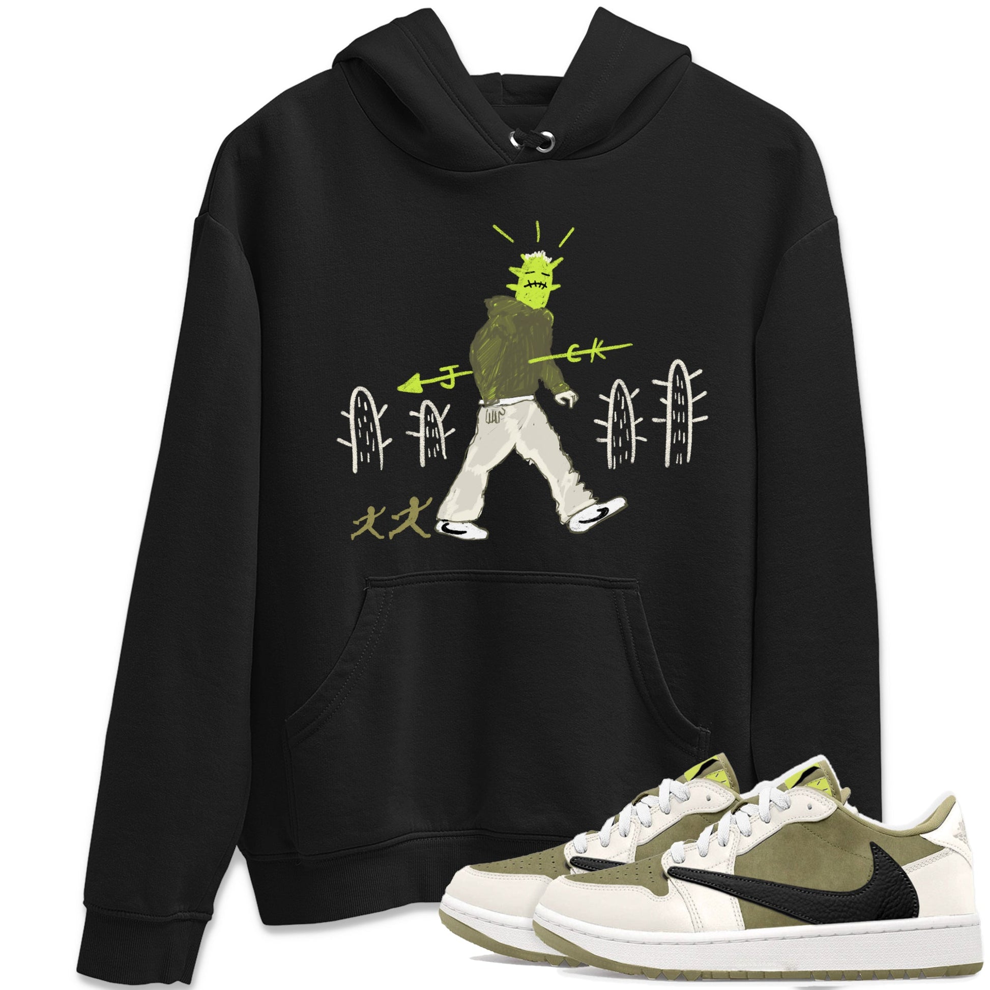 Air Jordan 1 Travis Scott Golf Olive shirt to match jordans Cactus Man sneaker tees 1s Travis Scott Golf Olive Streetwear Brand SNRT Sneaker Tees unisex cotton Black 1 crew neck shirt