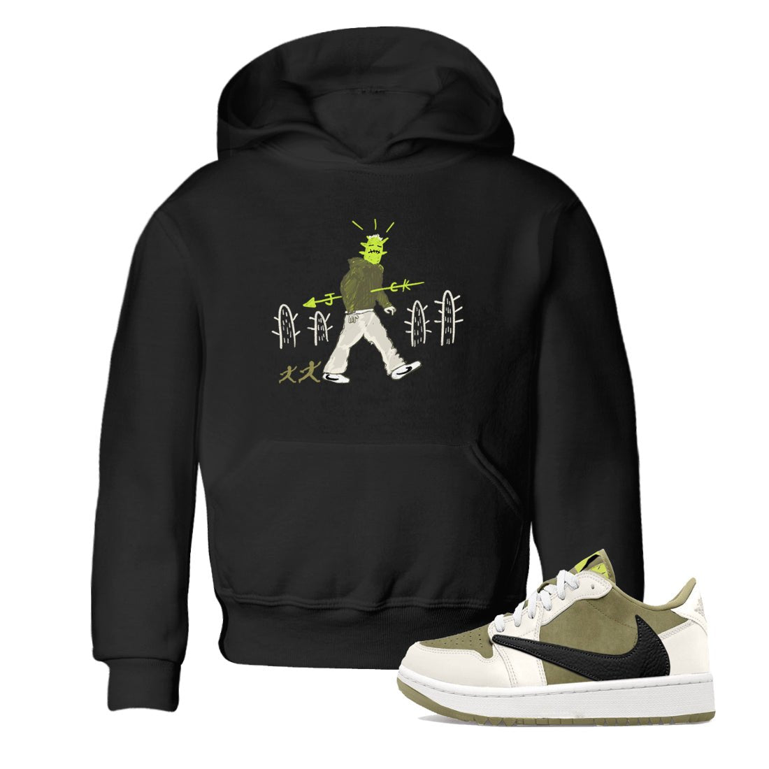 Air Jordan 1 Travis Scott Golf Olive shirt to match jordans Cactus Man sneaker tees 1s Travis Scott Golf Olive Streetwear Brand SNRT Sneaker Tees baby toddler Black 1 cotton Shirt