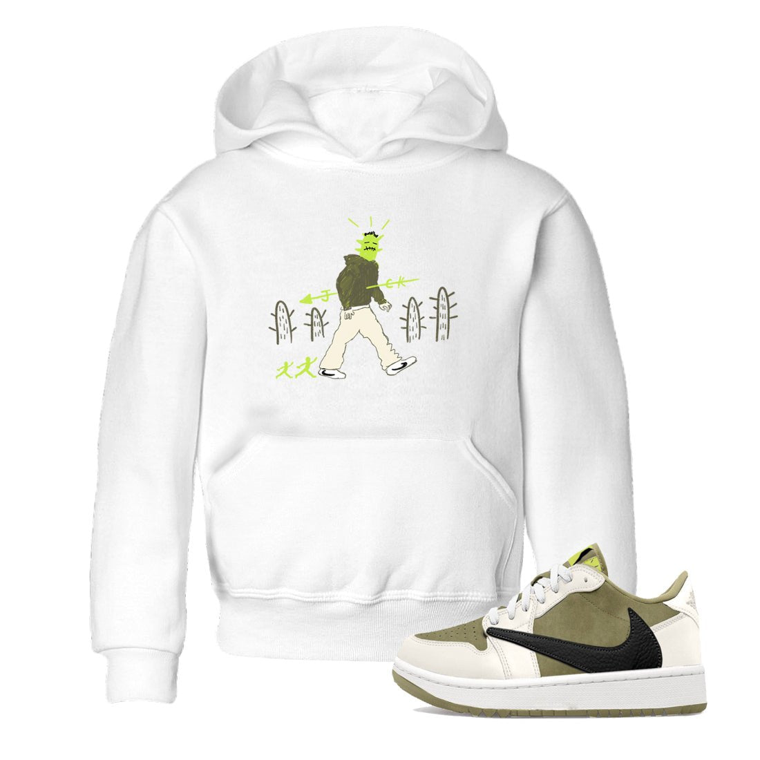 Air Jordan 1 Travis Scott Golf Olive shirt to match jordans Cactus Man sneaker tees 1s Travis Scott Golf Olive Streetwear Brand SNRT Sneaker Tees baby toddler White 1 cotton Shirt