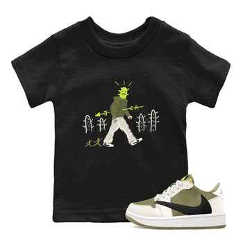 Air Jordan 1 Travis Scott Golf Olive shirt to match jordans Cactus Man sneaker tees 1s Travis Scott Golf Olive Streetwear Brand SNRT Sneaker Tees baby toddler Black 1 cotton Shirt