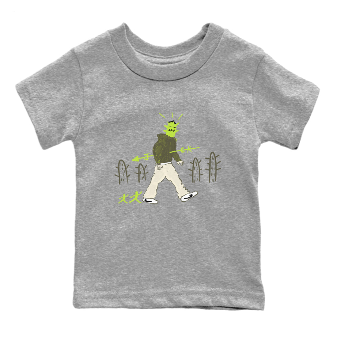 Air Jordan 1 Travis Scott Golf Olive shirt to match jordans Cactus Man sneaker tees 1s Travis Scott Golf Olive Streetwear Brand SNRT Sneaker Tees baby toddler Heather Grey 2 cotton Shirt