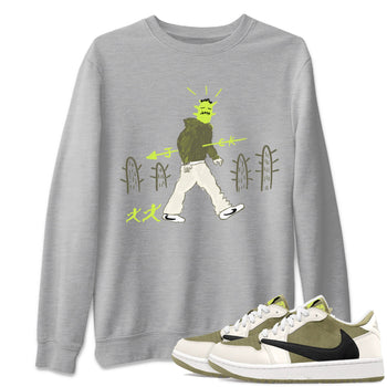 Air Jordan 1 Travis Scott Golf Olive shirt to match jordans Cactus Man sneaker tees 1s Travis Scott Golf Olive Streetwear Brand SNRT Sneaker Tees unisex cotton Heather Grey 1 crew neck shirt