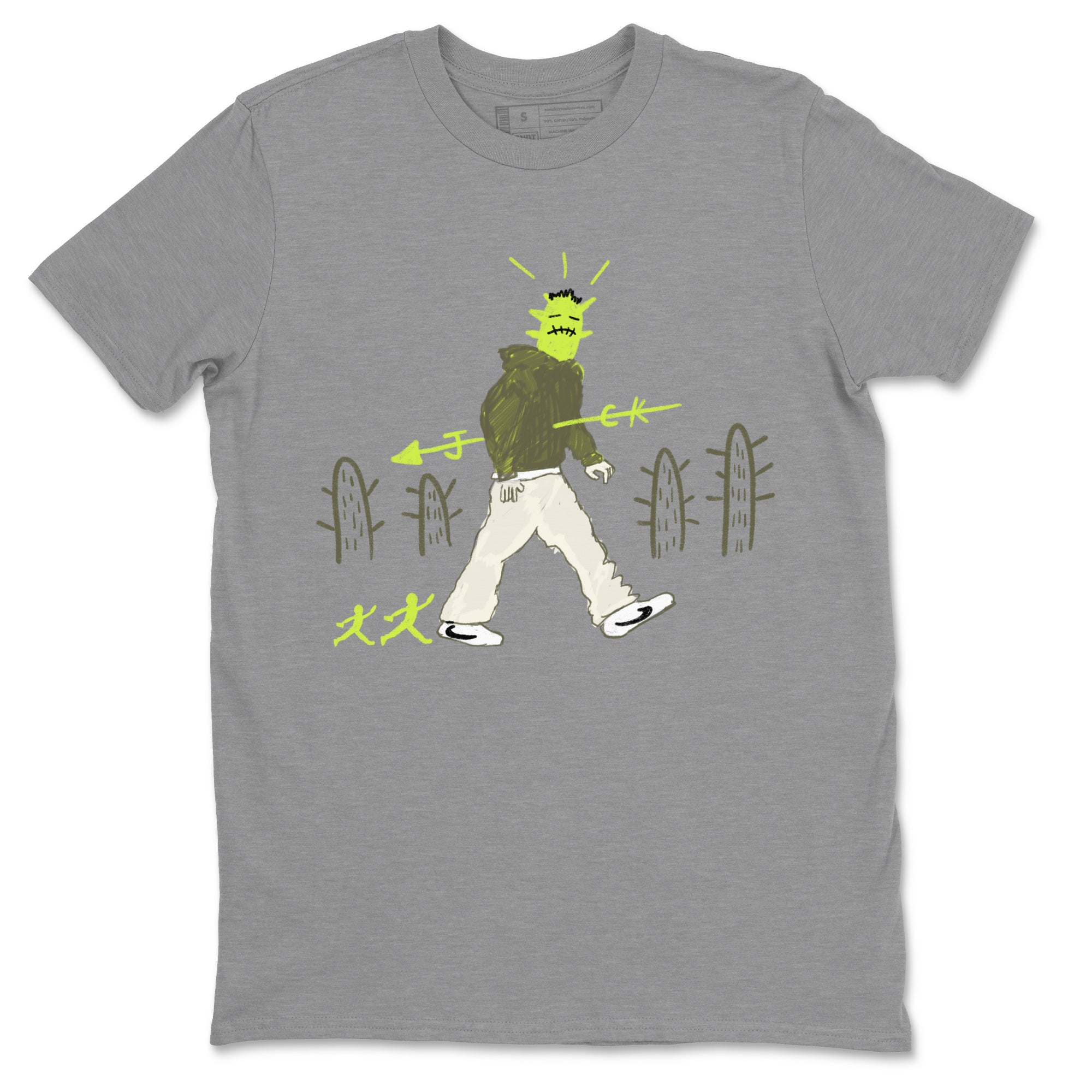Air Jordan 1 Travis Scott Golf Olive shirt to match jordans Cactus Man sneaker tees 1s Travis Scott Golf Olive Streetwear Brand SNRT Sneaker Tees unisex cotton Heather Grey 2 crew neck shirt