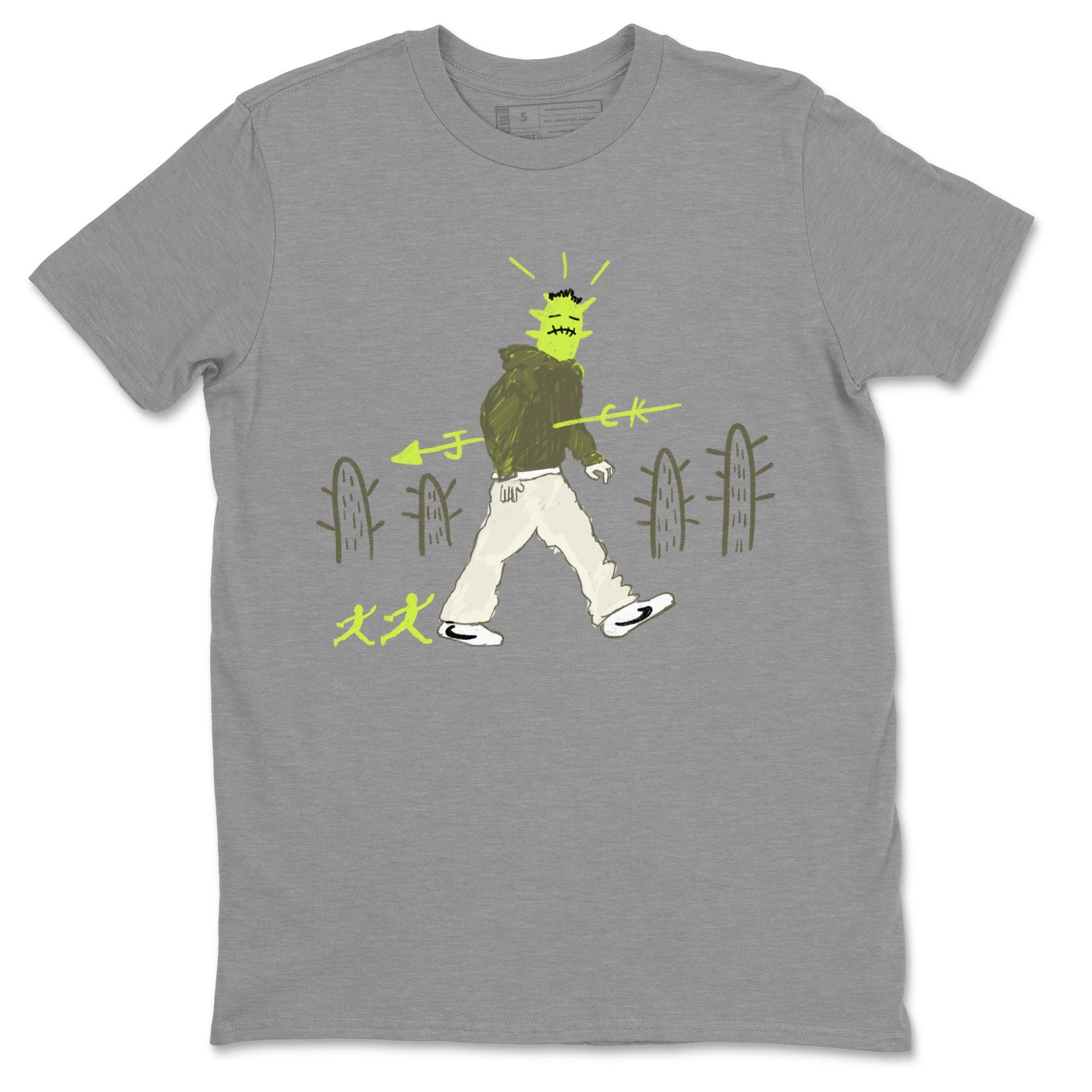 Air Jordan 1 Travis Scott Golf Olive shirt to match jordans Cactus Man sneaker tees 1s Travis Scott Golf Olive Streetwear Brand SNRT Sneaker Tees unisex cotton Heather Grey 2 crew neck shirt