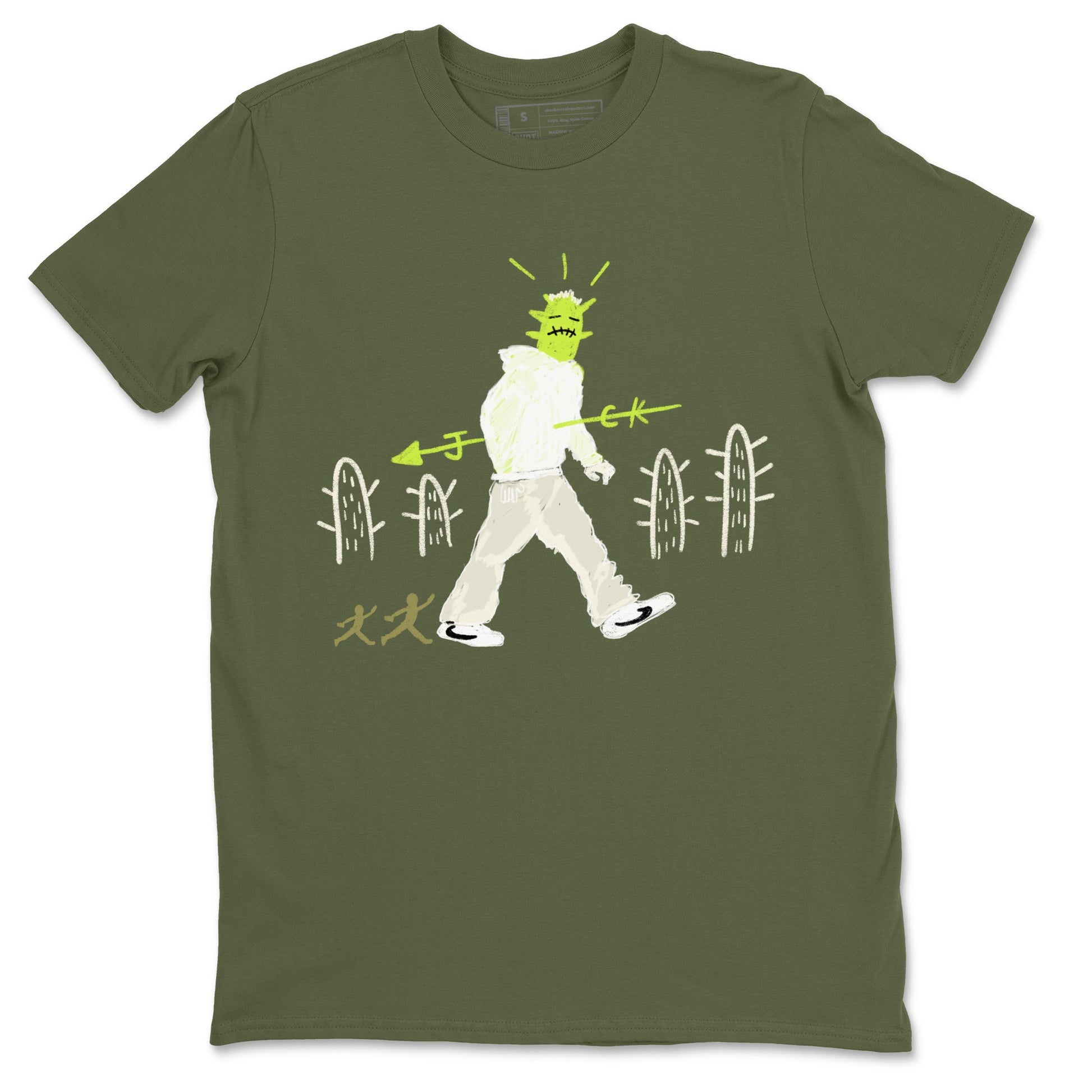 Air Jordan 1 Travis Scott Golf Olive shirt to match jordans Cactus Man sneaker tees 1s Travis Scott Golf Olive Streetwear Brand SNRT Sneaker Tees unisex cotton Military Green 2 crew neck shirt