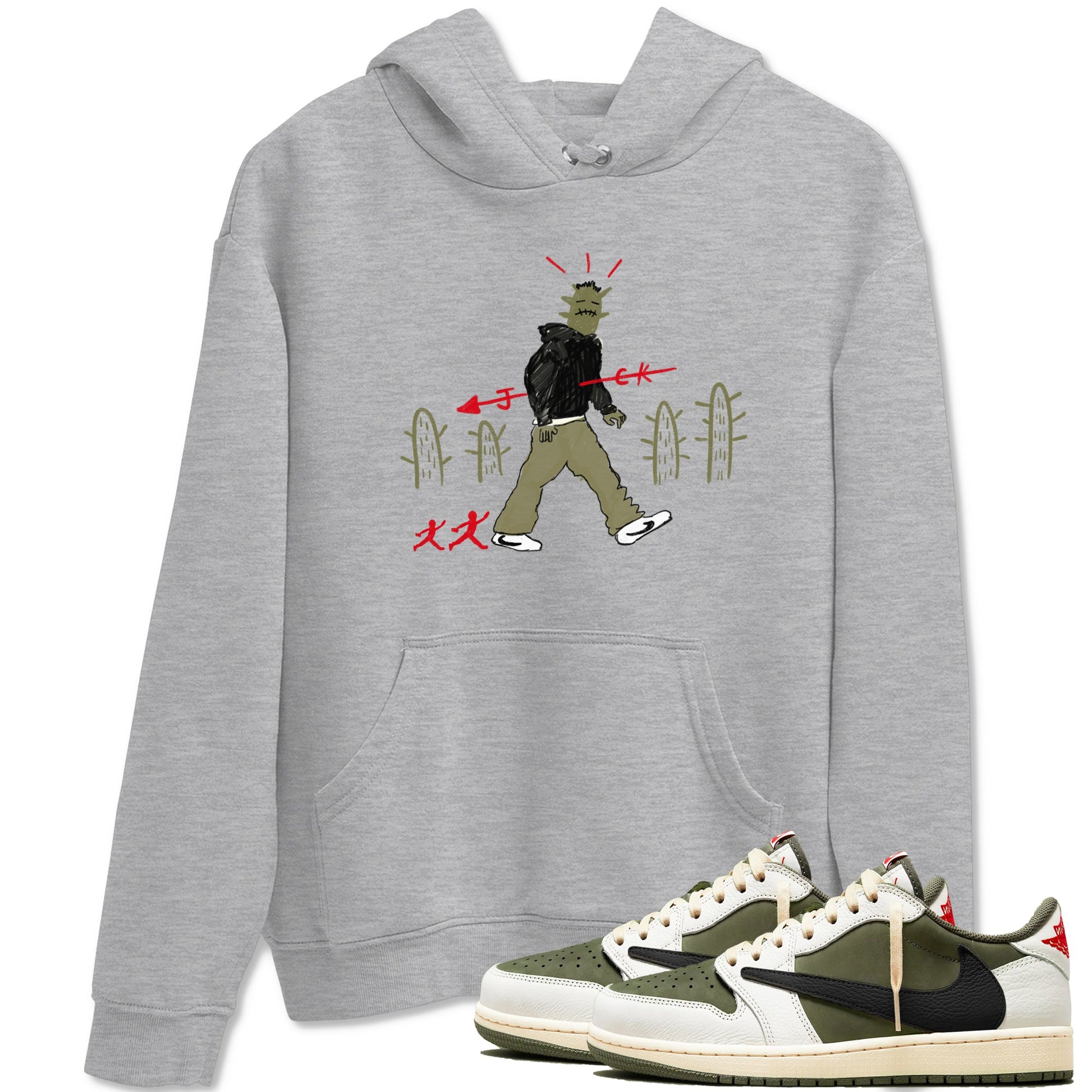 1s Travis Scott Medium Olive shirts to match jordans Cactus Man sneaker match tees Air Jordan 1 Travis Scott Medium Olive SNRT Sneaker Tees streetwear brand