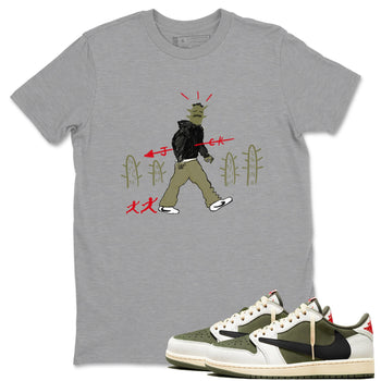 1s Travis Scott Medium Olive shirts to match jordans Cactus Man sneaker match tees Air Jordan 1 Travis Scott Medium Olive SNRT Sneaker Tees streetwear brand