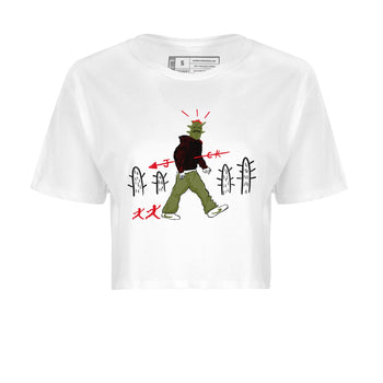 Air Jordan 1 Travis Scott Olive shirt to match jordans Cactus Man sneaker tees Air Jordan 1 x Travis Scott x Olive Streetwear Brand SNRT Sneaker Tees White 2 crop length shirt