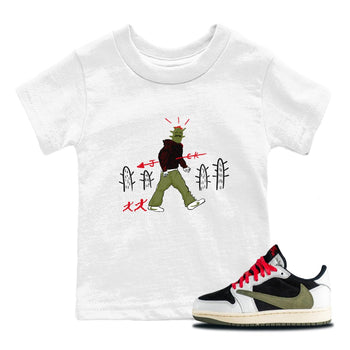 Air Jordan 1 Travis Scott Olive shirt to match jordans Cactus Man sneaker tees Air Jordan 1 Travis Scott Olive SNRT sneaker release tees baby toddler White 1 cotton Shirt