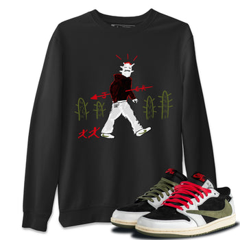 Air Jordan 1 Travis Scott Olive shirt to match jordans Cactus Man sneaker tees Air Jordan 1 x Travis Scott x Olive Streetwear Brand SNRT Sneaker Tees unisex cotton Black 1 crew neck shirt