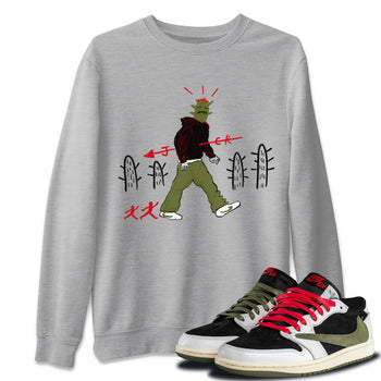 Air Jordan 1 Travis Scott Olive shirt to match jordans Cactus Man sneaker tees Air Jordan 1 x Travis Scott x Olive Streetwear Brand SNRT Sneaker Tees unisex cotton Heather Grey 1 crew neck shirt