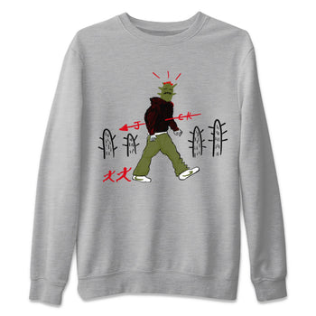 Air Jordan 1 Travis Scott Olive shirt to match jordans Cactus Man sneaker tees Air Jordan 1 x Travis Scott x Olive Streetwear Brand SNRT Sneaker Tees unisex cotton Heather Grey 2 crew neck shirt