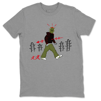 Air Jordan 1 Travis Scott Olive shirt to match jordans Cactus Man sneaker tees Air Jordan 1 x Travis Scott x Olive Streetwear Brand SNRT Sneaker Tees unisex cotton Heather Grey 2 crew neck shirt