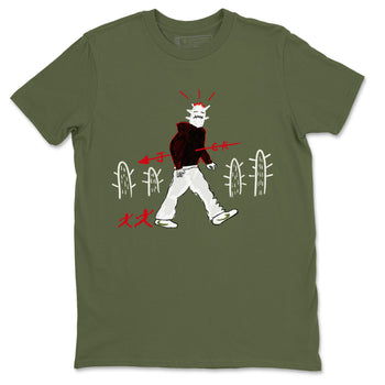 Air Jordan 1 Travis Scott Olive shirt to match jordans Cactus Man sneaker tees Air Jordan 1 x Travis Scott x Olive Streetwear Brand SNRT Sneaker Tees unisex cotton Military Green 2 crew neck shirt