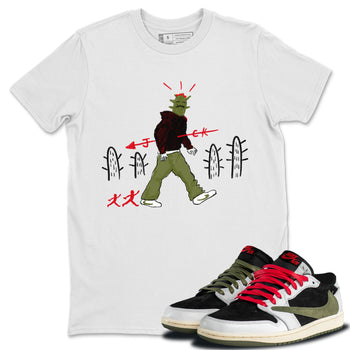 Air Jordan 1 Travis Scott Olive shirt to match jordans Cactus Man sneaker tees Air Jordan 1 x Travis Scott x Olive Streetwear Brand SNRT Sneaker Tees unisex cotton White 1 crew neck shirt