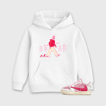 Cactus Man affordable baby and kids t-shirt designed to match the Air Jordan 1 Travis Scott Tropical Pink, featuring coordinated White 1 options for the perfect little sneakerhead streetwear look.