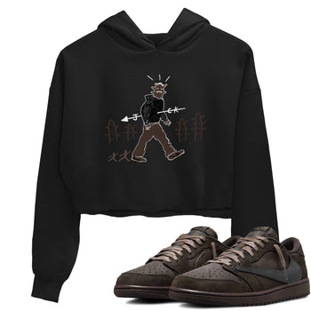1s Travis Scott Velvet Brown shirts to match jordans Cactus Man best t shirts to wear with jordans Travis Scott x Air Jordan 1 Low OG Velvet Brown match shoes to clothes SNRT Sneaker Tees unisex cotton Black 1 crop tee