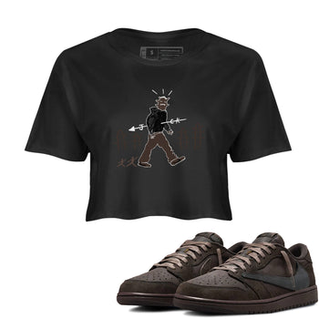 1s Travis Scott Velvet Brown shirts to match jordans Cactus Man best t shirts to wear with jordans Travis Scott x Air Jordan 1 Low OG Velvet Brown match shoes to clothes SNRT Sneaker Tees unisex cotton Black 1 crop tee