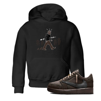 1s Travis Scott Velvet Brown shirts to match jordans Cactus Man best t shirts to wear with jordans Travis Scott x Air Jordan 1 Low OG Velvet Brown match shoes to clothes SNRT Sneaker Tees Youth Baby Black 1 tee