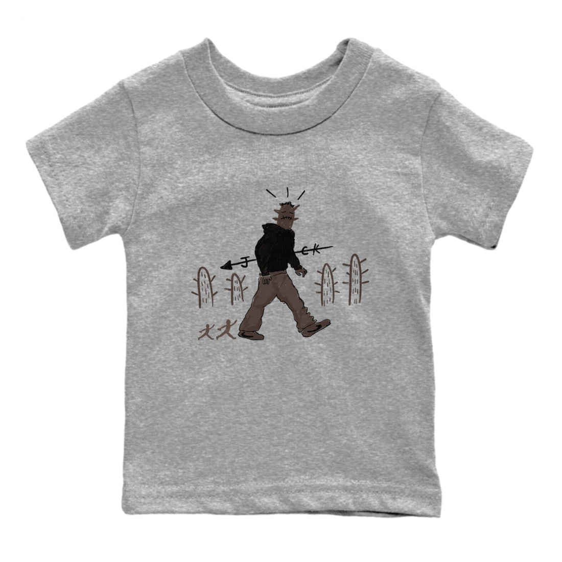 1s Travis Scott Velvet Brown shirts to match jordans Cactus Man best t shirts to wear with jordans Travis Scott x Air Jordan 1 Low OG Velvet Brown match shoes to clothes SNRT Sneaker Tees Youth Baby Heather Grey 2 tee