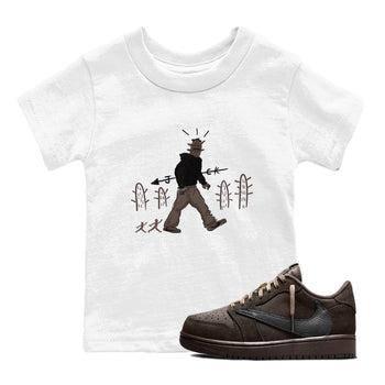 1s Travis Scott Velvet Brown shirts to match jordans Cactus Man best t shirts to wear with jordans Travis Scott x Air Jordan 1 Low OG Velvet Brown match shoes to clothes SNRT Sneaker Tees Youth Baby White 1 tee