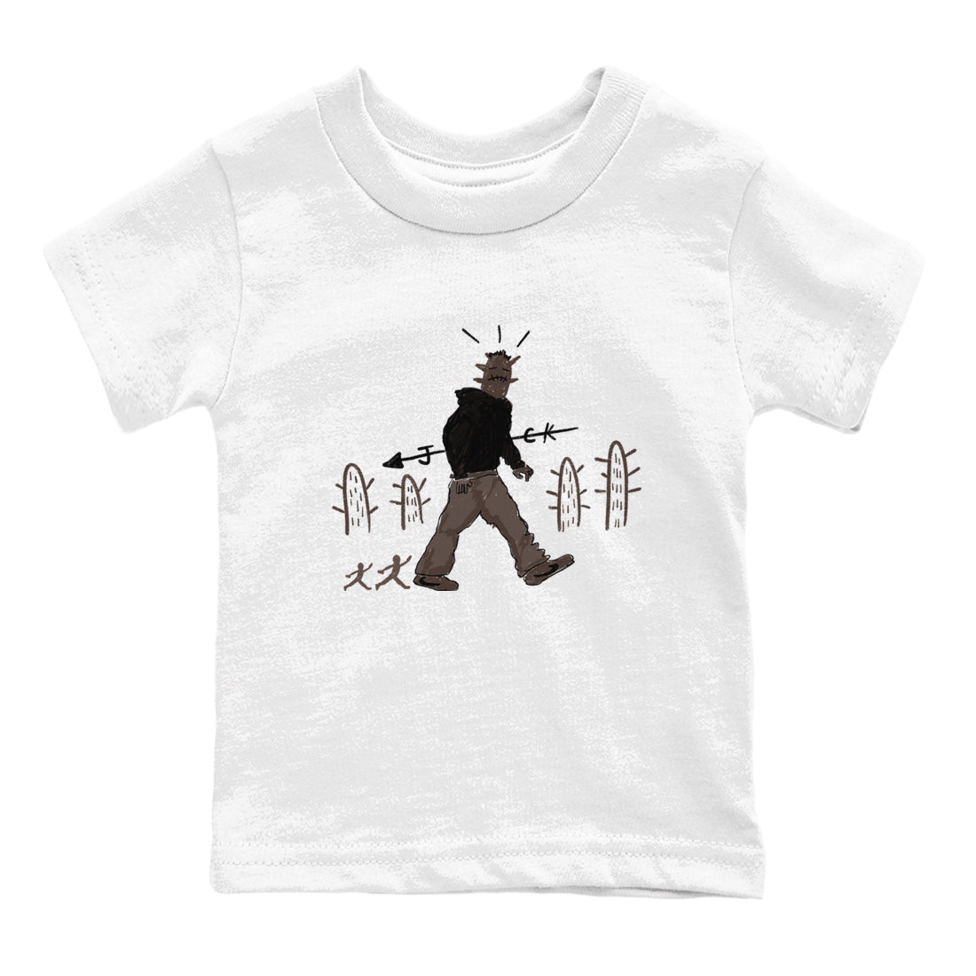 1s Travis Scott Velvet Brown shirts to match jordans Cactus Man best t shirts to wear with jordans Travis Scott x Air Jordan 1 Low OG Velvet Brown match shoes to clothes SNRT Sneaker Tees Youth Baby White 2 tee