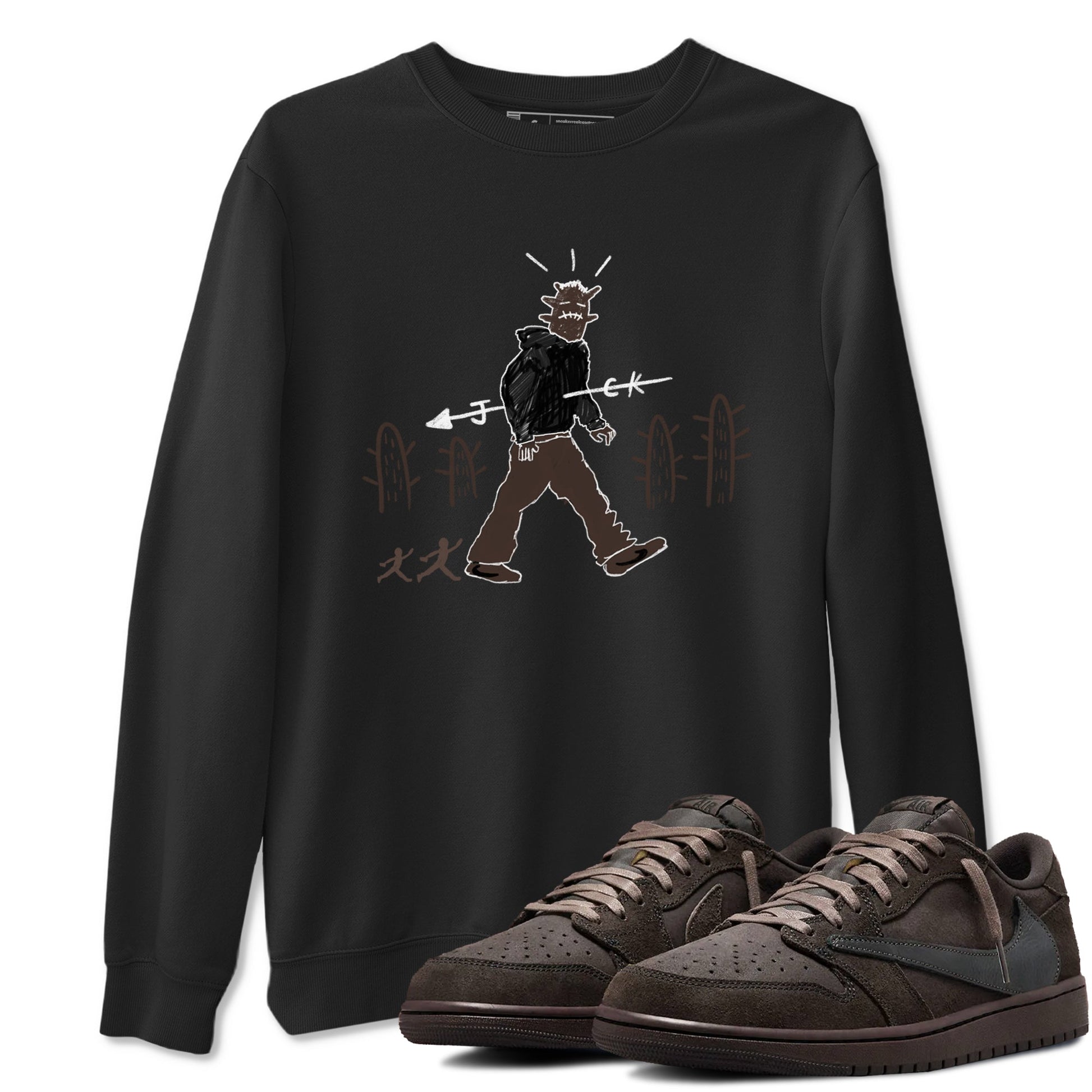 1s Travis Scott Velvet Brown shirts to match jordans Cactus Man best t shirts to wear with jordans Travis Scott x Air Jordan 1 Low OG Velvet Brown match shoes to clothes SNRT Sneaker Tees unisex cotton Black 1 shirts