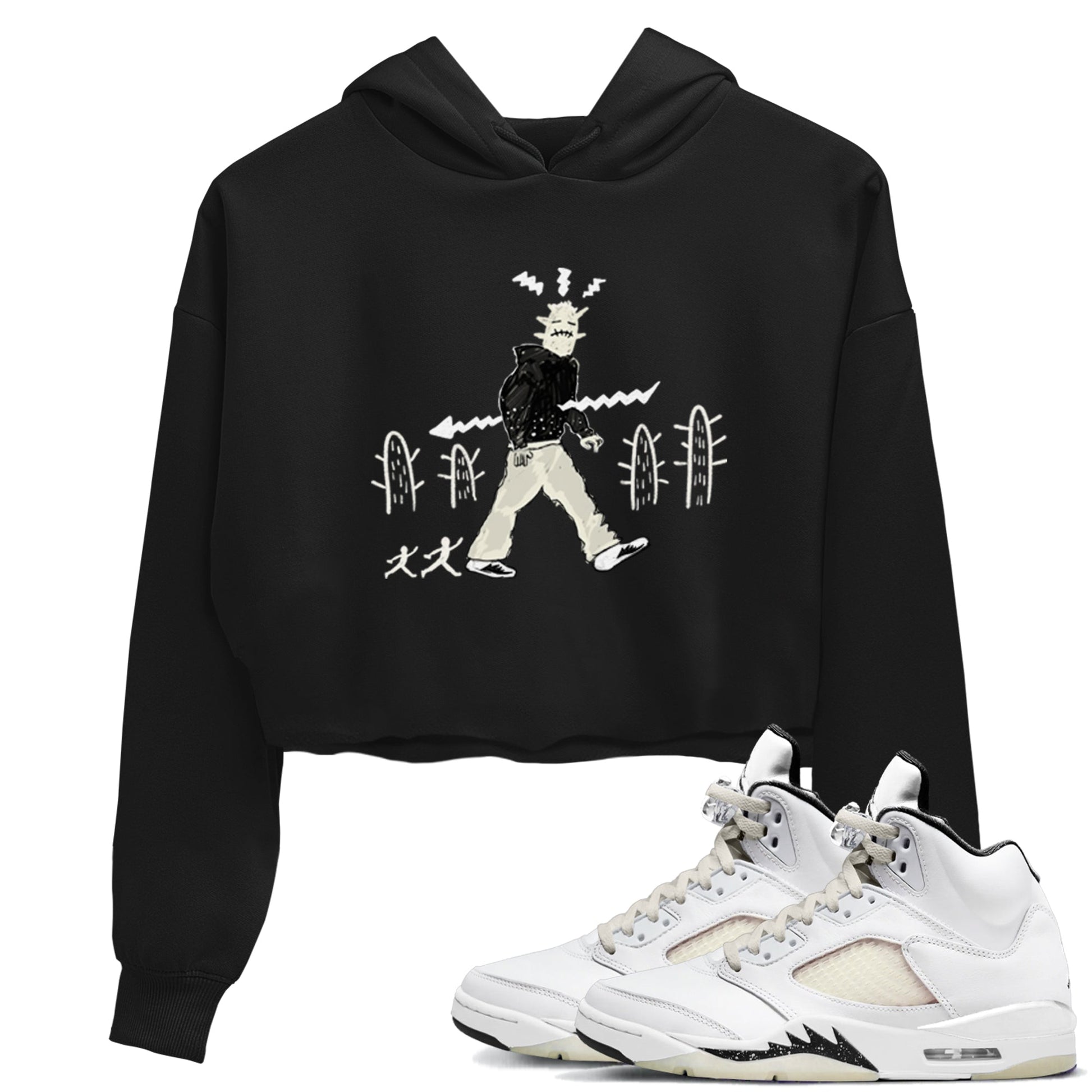 AJ5 Sail shirt to match jordans Cactus Man sneaker tees Air Jordan 5 Sail SNRT Sneaker Release Tees Black 1 crop length shirt