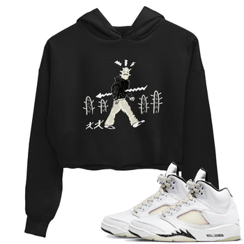 AJ5 Sail shirt to match jordans Cactus Man sneaker tees Air Jordan 5 Sail SNRT Sneaker Release Tees Black 1 crop length shirt