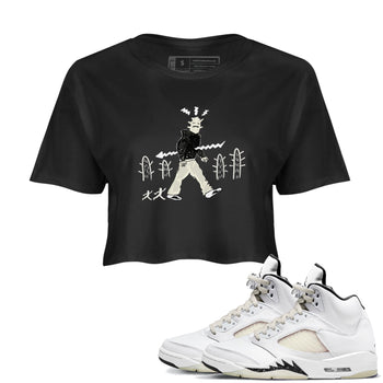 AJ5 Sail shirt to match jordans Cactus Man sneaker tees Air Jordan 5 Sail SNRT Sneaker Release Tees Black 1 crop length shirt