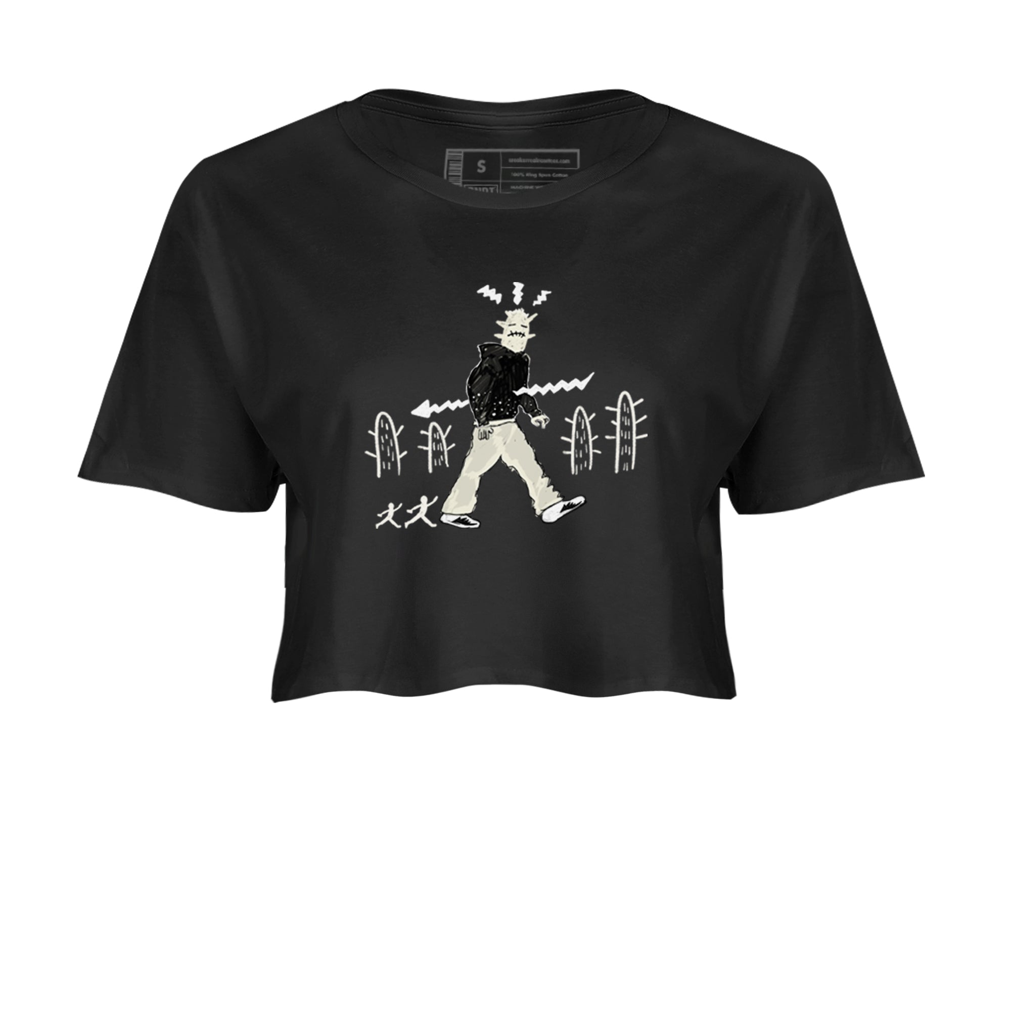 AJ5 Sail shirt to match jordans Cactus Man sneaker tees Air Jordan 5 Sail SNRT Sneaker Release Tees Black 2 crop length shirt