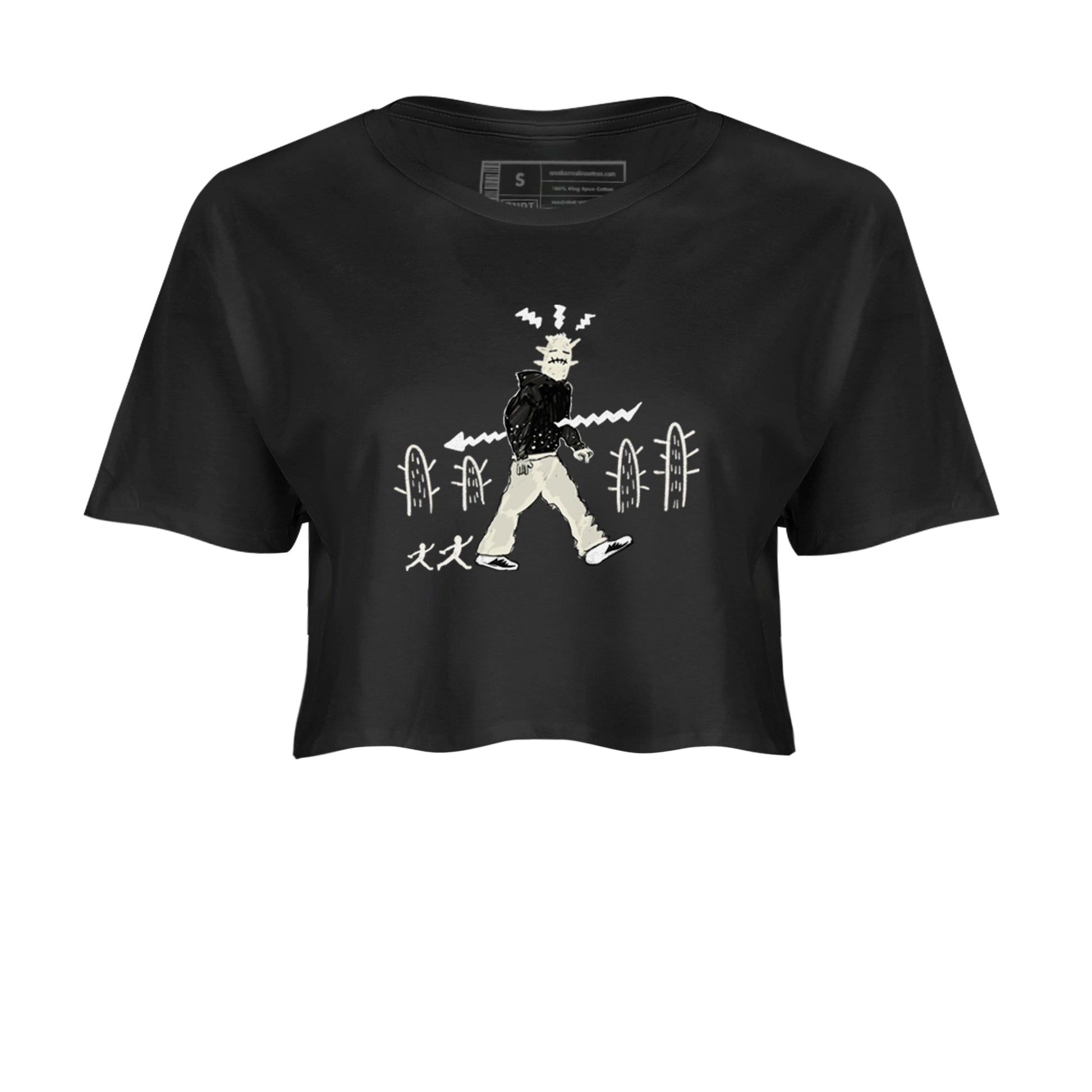 AJ5 Sail shirt to match jordans Cactus Man sneaker tees Air Jordan 5 Sail SNRT Sneaker Release Tees Black 2 crop length shirt