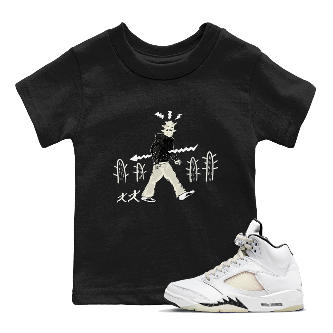 AJ5 Sail shirt to match jordans Cactus Man sneaker tees Air Jordan 5 Sail SNRT sneaker release tees baby toddler Black 1 cotton Shirt